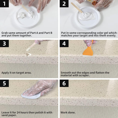 Tile and Granite/Marble Repair Kit, Porcelain Stone and Quartz Countertops Repair Kit for Chips Dents Cracks Holes Scratchs, Fix Chipped Edges Cor...