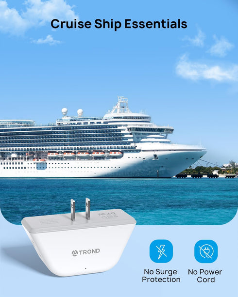 TROND 2 Prong to 3 Prong Outlet Adapter 2 Pack - Outlet Extender with 3 AC Outlets, 3-Way Outlet Splitter, Cruise Ship Essentials, 2 Prong Plug Ex...