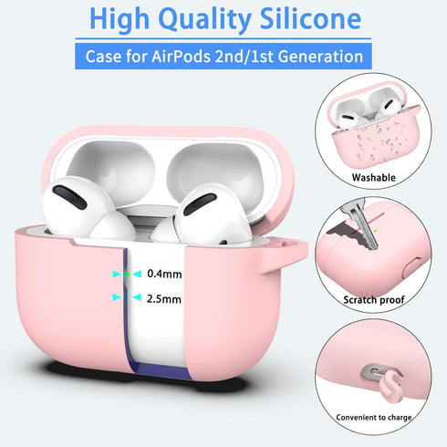 AirPods Pro Case Cover, Military Grade Anti-Fall Soft Silicone Shock-Absorbing Protective AirPods Pro 2nd/1st Generation Case with Keychain and Cl...
