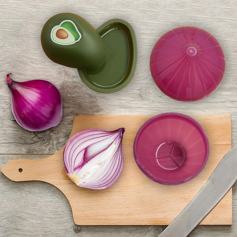 Vegetable and Fruit Storage Containers for Refrigerator, Lemon Tomato Garlic Avocado and Onion Shaped Storage, Food Storage Containers with Lids, ...