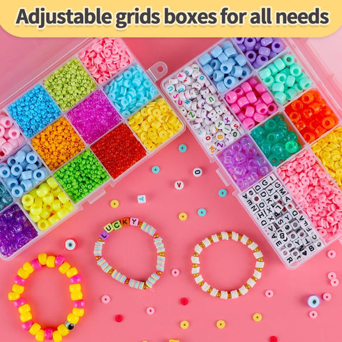 IOOLEEM 15 Grids Plastic Bead Organizer Box, Organizer Container Storage Box, Dividers for bead arts and crafts....
