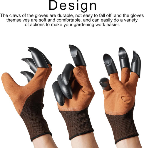 2 Pairs Pack Garden Gloves with Claws for Digging, Planting, and Raking, Best Gift for Gardener, Duty Latex and ABS Gloves, No Slip Off Comfortabl...