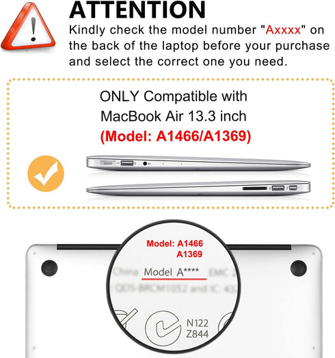 Case for MacBook Air 13 inch A1466 A1369 2010-2017 Release, 5 in 1 Matte Clear Hard Shell&Keyboard Cover&Screen Protector&Webcam Cover Compatible ...