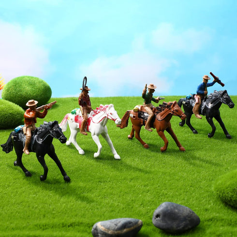 Toddmomy Riding Horse Figurine 4Pcs Action Figure Western Figurines Toys Horse Toys Plastic Horse with Rider for Kids Toddlers Farm Animal Collect...