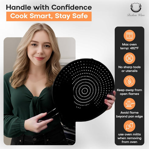 Beckon Ware | USA Brand | 13-Inch Black, Fit Pans (12" to 13") Silicone Grease Splatter Guard for Frying Pan and Stove...