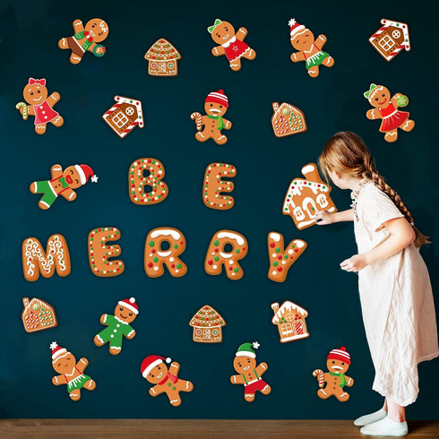 Christmas Cutouts Xmas Gingerbread Classroom Bulletin Board Decorations Merry Christmas Party Supplies for Toddler Kids Students Classroom Decors...
