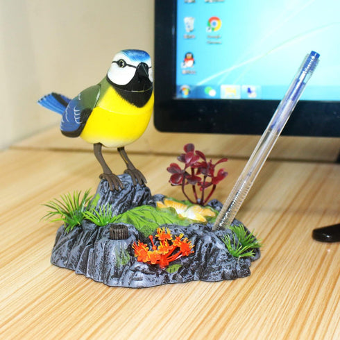 Tipmant Cute Electronic Birds Toys Pets Simulation Realistic Move Chirp Electric Office Home Desk Decor Decoration Kids Birthday Gifts (Blue & Yel...