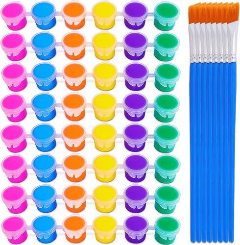 Acrylic Paint Set,48 Paint Pots in 6 Colors,Set of 8 Washable Paint Sets,Acrylic Paint Strips with 8 Pcs Paintbrushes,Craft Paint Sets for Kids & ...