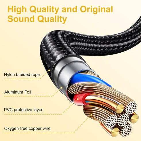 Cloud Alpha Cable Replacement Audio Cable Cord Compatible with HyperX Cloud Alpha Cloud Mix Gaming headsets with Mute & Volume Control, 4.9FT/1.5m...