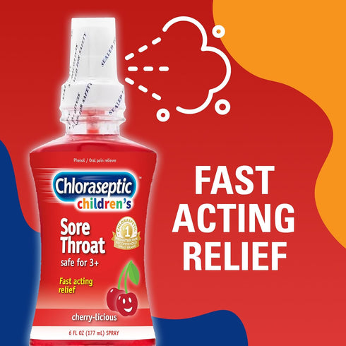 Chloraseptic Children’s Sore Throat Spray, Cherry-Licious, 6 oz...