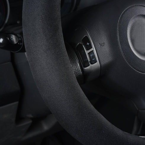 CAR PASS Black Faux Suede 14.5-15 Inch Memory Foam Steering Wheel Covers Breathable Anti-Slip Odorless Steering Wheel Universal Fit for Men Women...