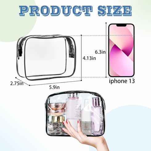 16 Pieces Clear Makeup Bags Bulk, TSA Approved Toiletry Bag for Travel, PVC Waterproof Travel Small Pouches Clear Pouch with Zipper for Men and Wo...