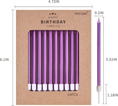 PHD CAKE Purple Long Thin Metallic Birthday Candles for Cake Party, Cake Candles, Weddings Cake Decorations, Candles for Cake...