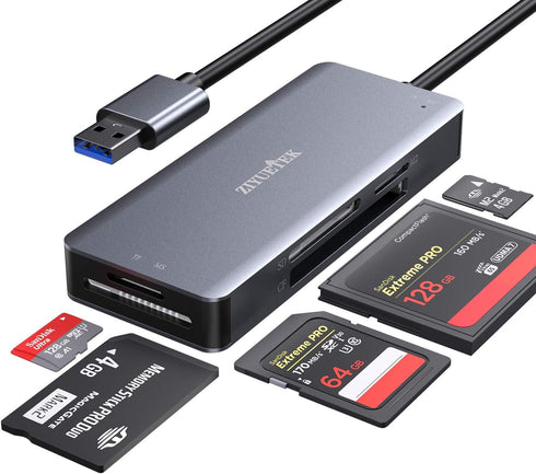 CF Card Reader,USB 3.0 to Compact Flash Memory Card Reader Adapter 5Gbps Read 5 Cards Simultaneously for SDXC, SDHC, SD, Micro SDXC, Micro SD, Mic...
