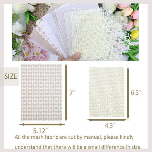 30Pcs Assorted Scrapbook Paper Supplies, Mixed Decorative Paper and Mesh Fabric Craft Accesorries, Textured Paper for Scrapbooking Junk Journal Jo...