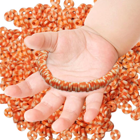 Generic 500pcs 1x6mm Polymer Clay Flat Beads Handmade for Bracelet Anklets Necklace Jewelry Earring Making DIY Crafts Key Chains Ornaments Decorat...