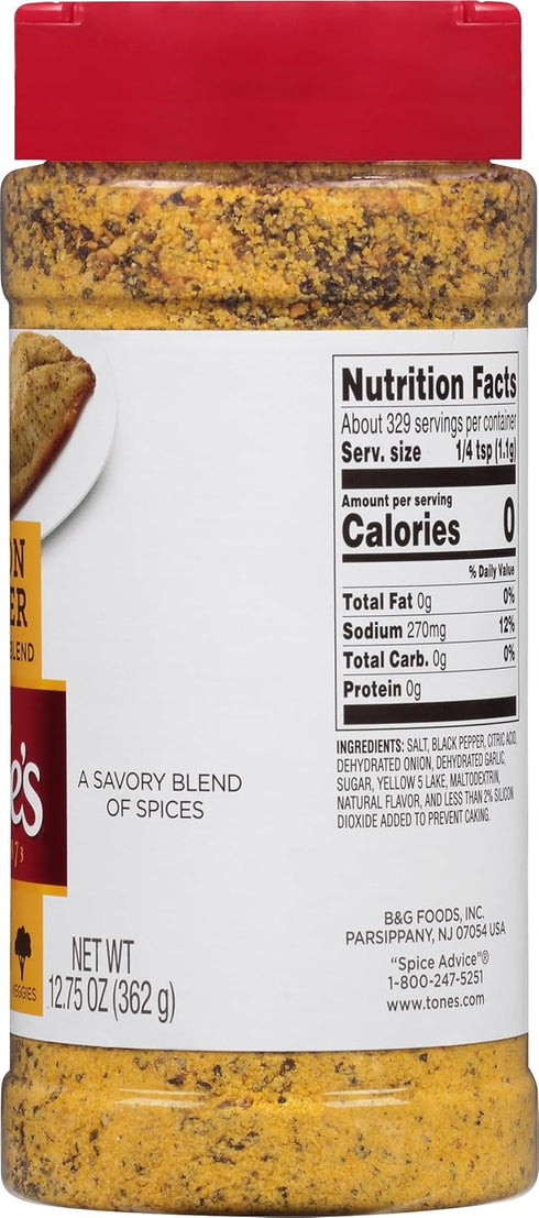 Tone's Lemon Pepper Seasoning Blend, 12.75 Ounce...