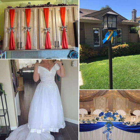 TONIFUL 10 Inch X 11yds Red Satin Ribbon Extra Wide Christmas Ribbon for Outdoor Use, Ribbon Cutting Ceremony, Grand Opening Ribbon, Table Runner,...