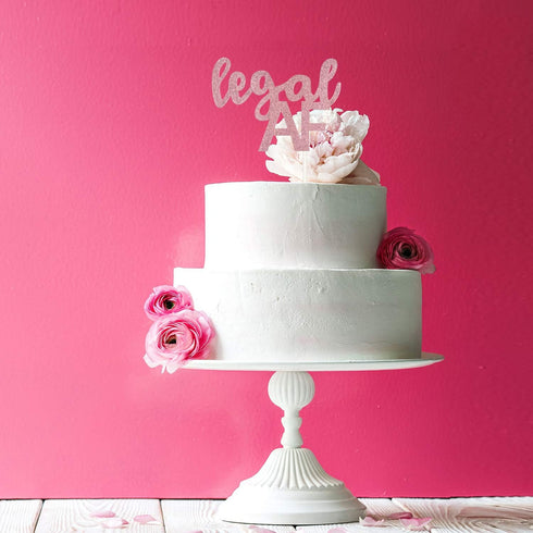 Legal AF Birthday Cake Topper for 18th / 19th / 21st Birthday Party Decorations (Double Sided Rose Gold Glitter)...