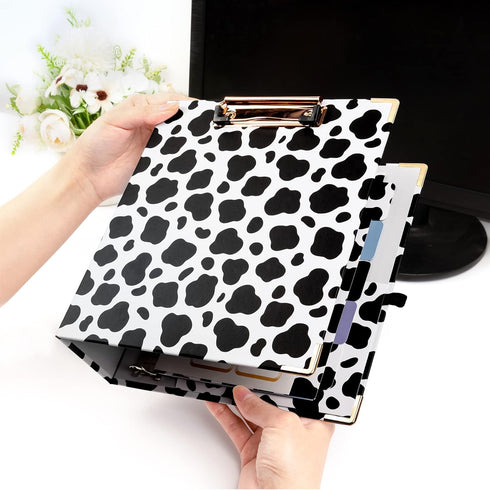 2 Inch Mini 3 Ring Binder for 5.5" x 8.5" Paper with 5-Tab Dividers EYROZILL Cute Mini Binder for School/Office Supplies and Home, Cow Print...