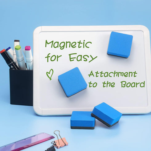 12 Pack Magnetic Whiteboard Eraser, Dry Eraser Board Erasers, Dry Erasers for White Board, Whiteboard Erasers for Kids Classroom, Blue...