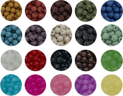 Pamir Tong 500pcs 6mm Bracelet Beads Kit Round Loose Lava Beads Natural Stone & Glass Beads Set for Diffuser Essential Oils Bracelets DIY Jewelry ...