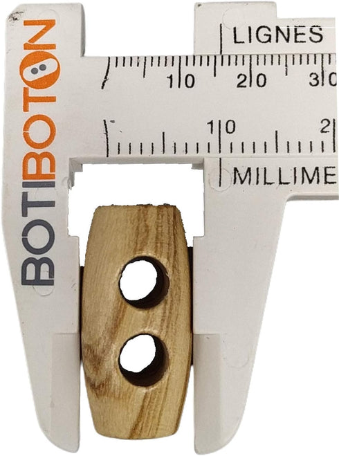 Natural Wood Toogle Button - 3 Sizes / 2 Models - Olive Wood - Sewing Accessory - Manufactured and Sent from Spain (20 mm)...