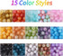 Round Glass Beads for Jewelry Making,8mm Crackle Glass Beads 15 Colors Smooth Crystal Beads Bracelet Making Kits with Elastic Thread for Bracelets...