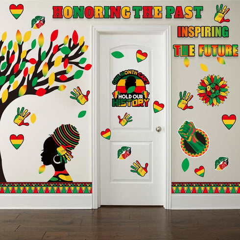121Pcs Black History Month Decorations for Classroom Bulletin Board Decor Cutouts Sets for African American Celebration Party School Classroom Cha...