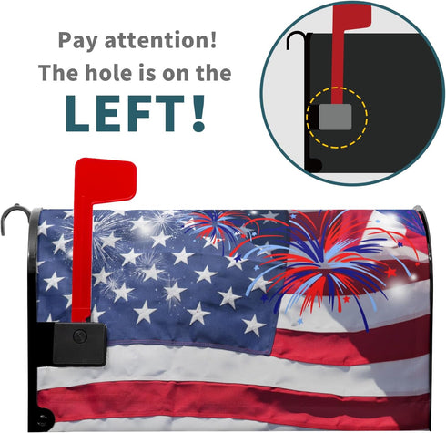 Fireworks for 4Th of July Independence Day Mailbox Covers Magnetic Standard Size 18"" X 21"",American Flag Patriotic Mailbox Wraps Post Letter Box...