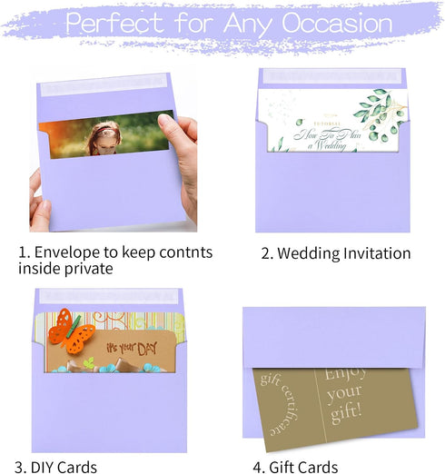 50 Pack A2 Envelopes for Invitations,4.37x5.75 Envelopes,A2 Envelopes Multicolor Self Seal,Printable Envelopes for Wedding,Invitation,Baby Shower,...