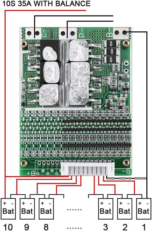 36V 35A 10Series Cell Li Ion Batteries PCB Board with Balancing Overcharge for Li-ion Battery Cell Pack, Ternary, Manganese and Cobalt Batteries...