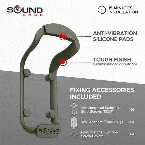 SOUND BASS Move Speaker Wall Mount Bracket, Weatherproof, Compatible with Sonos Move & Move 2, Including Mounting Accessories, Green...