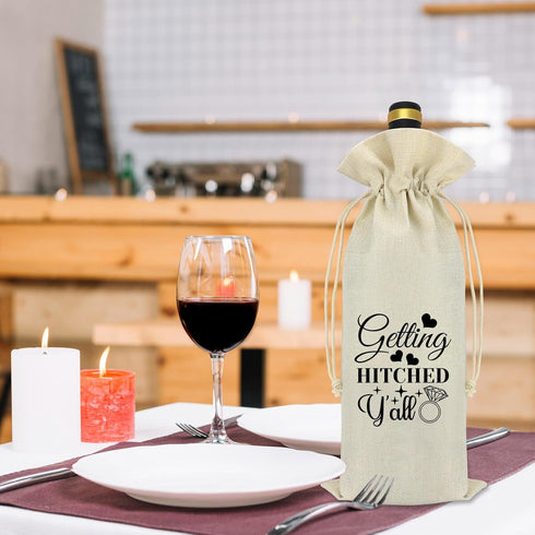 Engagement Wine Gift Bag Wedding Gift for Couple Engagement Gifts for Him Her Mr and Mrs Gift Getting Engaged Gifts Funny Bridal Shower Gift Burla...