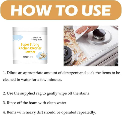 ANRUI Super Strong Kitchen Cleaner Powder,Powerful All Purpose Cleaning Powder,Multifunctional Cleaning Powder,Stainless Steel & Heavy Duty Degrea...