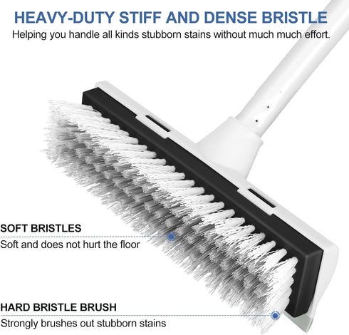 SetSail Floor Scrub Brush with Long Adjustable Handle Heavy-Duty Stiff Bristles Floor Scrubber 2-in-1 Deck Grout Brush for Cleaning Shower Bathroo...