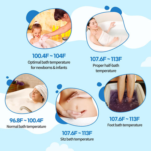 HubiBaby Baby Bath Thermometer & Digital Room Temperature, 2in1 Kids Bathroom Safety Products with Temperature Warning, Floating Teddy Bear (Blue)...
