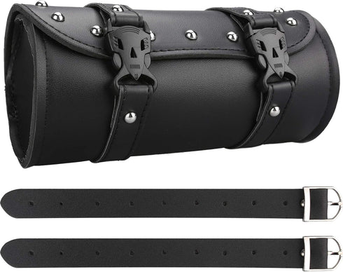 Neween Motorcycle Tool Bag, Motorcycle Fork Bag PU Leather Universal Saddlebag Front Fork Handlebar Sissybar Storage Roll Pouch for Sportster, Sco...