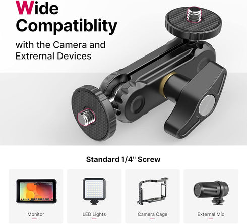 ULANZI Magic Arm with Double Ballhead 1/4" Screw, Compatible with Universal Monitor Mount for Camera, Video Shooting Photography Accessories Micro...