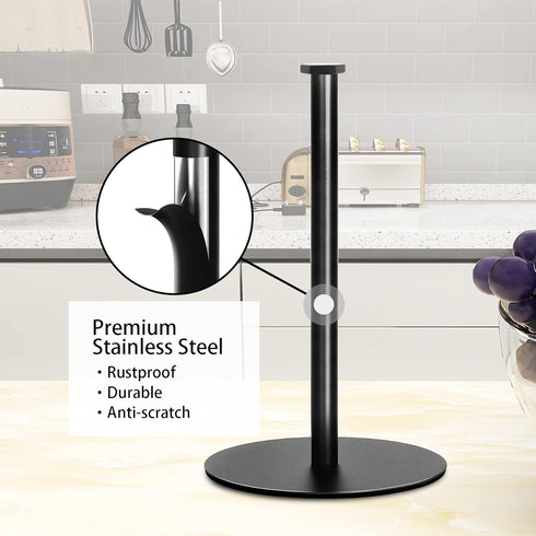 Paper Towel Holder Countertop, OBODING, Black Kitchen Paper Towel Holder Stand for Kitchen and Bathroom Organization and Storage, Paper Towel Hold...