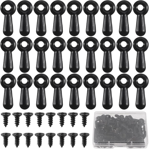 Picture Frame Turn Button Fasteners Set, 100Pcs Picture Frame Backing Hardware with 100 Pieces Screws for Hanging Pictures, Photos, Drawing Black...