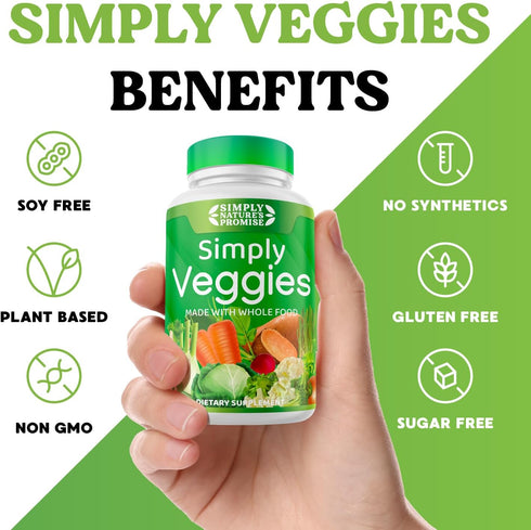 Simply Nature's Promise - 90 Veggie Capsules - Made with Whole Food Superfoods, Packed with Beta Carotene & 18 Different Vegetables - 100% Soy Fre...