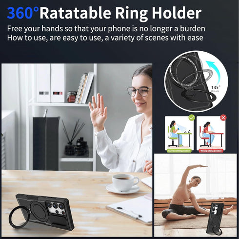 for Samsung Galaxy S22 Ultra Case Compatible with MagSafe Galaxy S22 Ultra Case Magnetic,with Screen Protector,with Magnetic Stand&Camera Cover Pr...