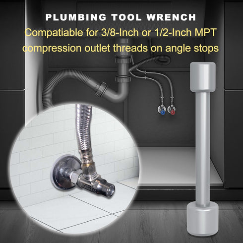 Plumbing Tools Angle Stop Wrench Kit, Angle-on Wrench Professional Plumber Wrench Tools for Installing New Compression Angle Stop and Removing the...