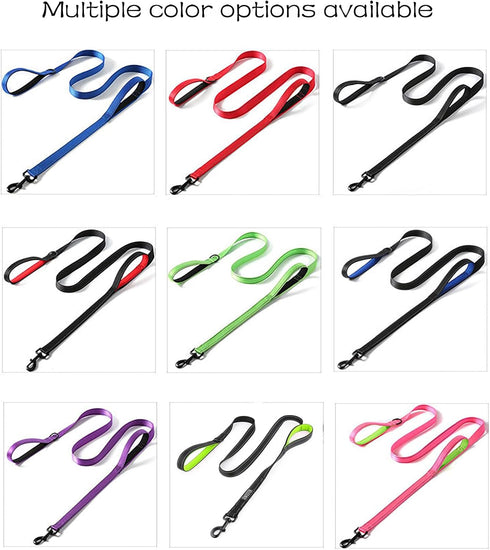 Heavy Duty Dog Leash - 2 Handles by Padded Traffic Handle for Extra Control, 6foot Long - Perfect for Medium to Large Dogs (6 ft, Black Green)...