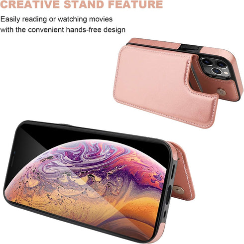 ONETOP Compatible with iPhone 12 Compatible with iPhone 12 Pro Wallet Case with Card Holder, PU Leather Kickstand Card Slots Case, Double Magnetic...