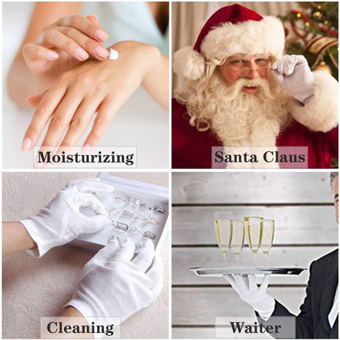 100% Cotton Gloves, White Cotton Gloves for Women Dry Hands Eczema Serving - Archival Coin Jewelry Inspection Gloves(1 Pairs)...