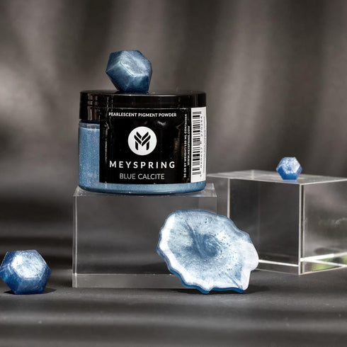 MEYSPRING Blue Calcite - Two Tone Blue Mica Powder for Epoxy Resin - Pigment Powder for Resin Art - Resin Supplies - Pigment Powder Blue - Color S...