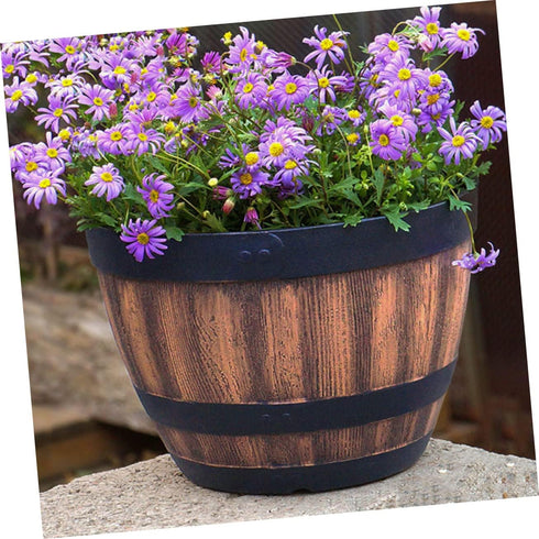 Outdoor Planter Home Cactus Indoor Style Garden Wooden Multi-Functional Flower Pots Bucket Wood Plant Bonsai Storage Round Whiskey Resin Container...