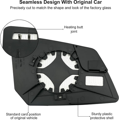 Heated Mirror Glass Replacement with Backing Plate Heated Defrost Glass Fit for Chevy Traverse GMC Acadia Saturn Outlook 2007-2017 Replace 1595192...